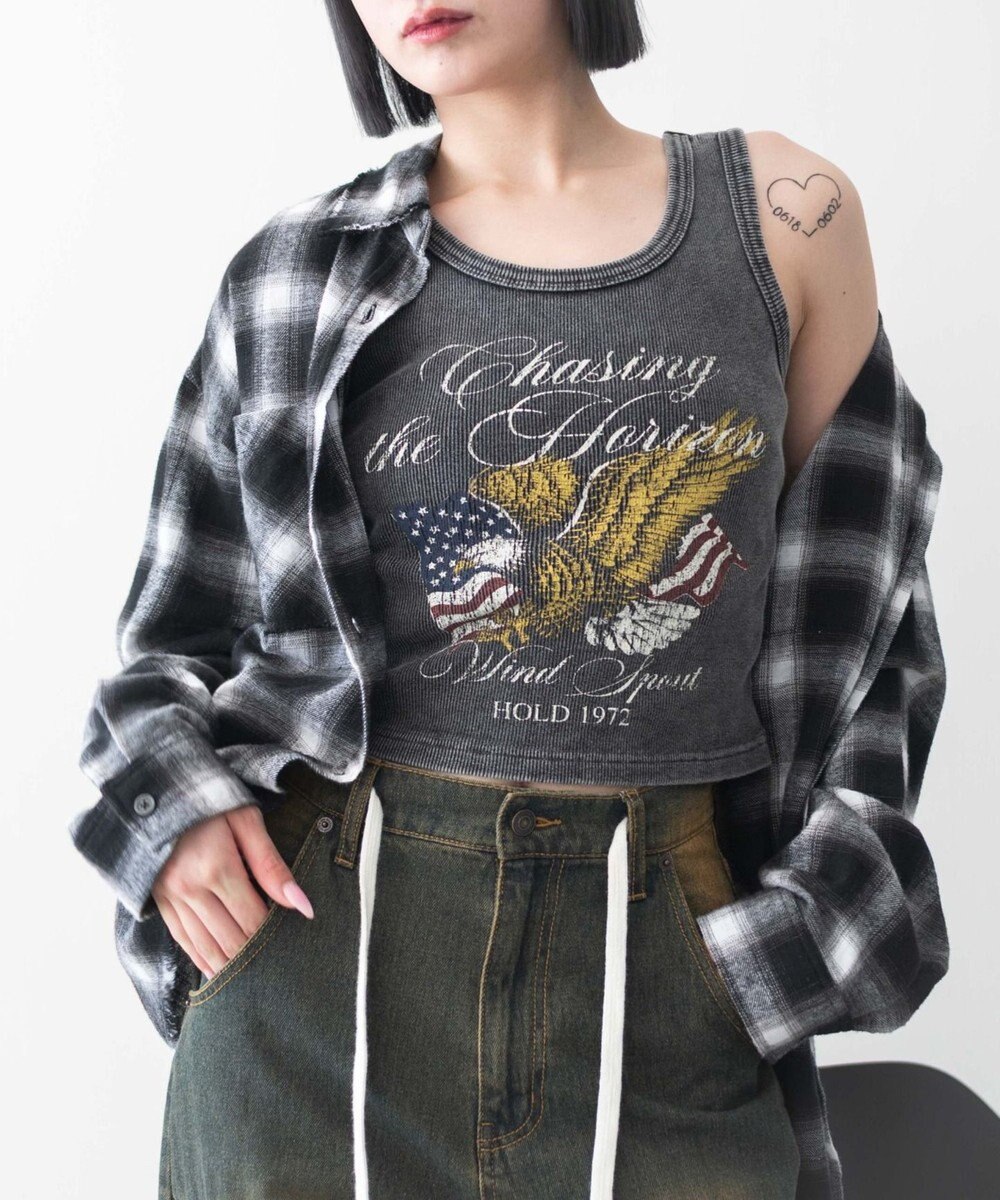 WEGO ヴィンテージウォッシュグラフィックタンク 