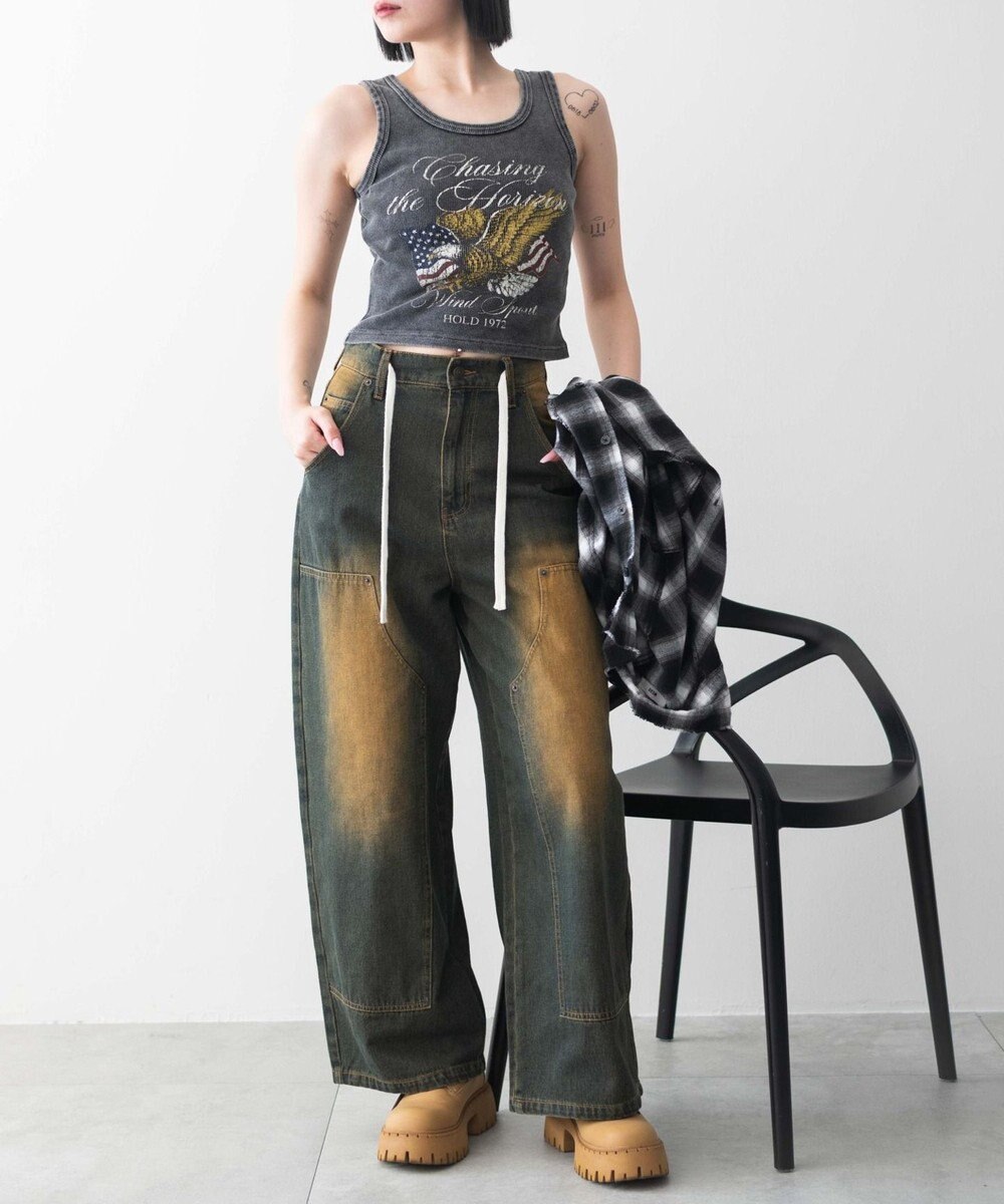 WEGO ヴィンテージウォッシュグラフィックタンク 