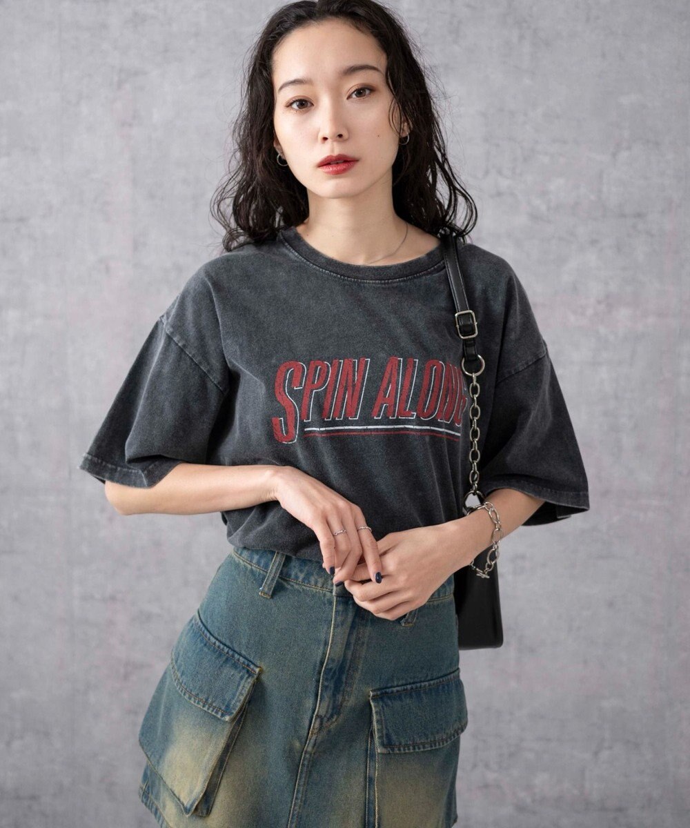 WEGO 【綿100%】ヴィンテージウォッシュグラフィックTシャツ 