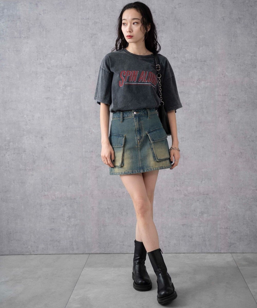 WEGO 【綿100%】ヴィンテージウォッシュグラフィックTシャツ 