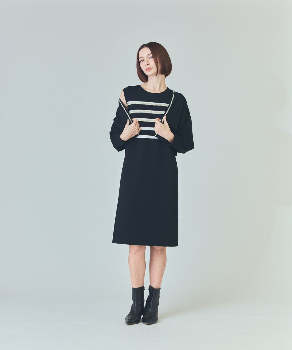 GRACE CONTINENTAL ボーダーパールワンピース 