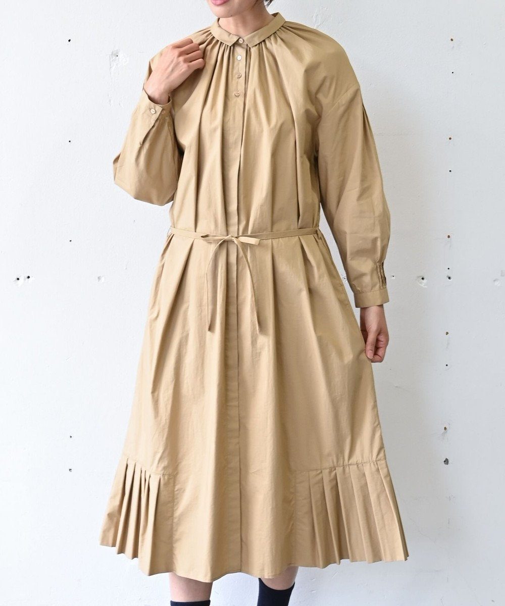 muuc 〈オーガニックコットン〉〈コットンブロード生地〉〈カラーにより異なる生地〉〈通年着られる〉コットン裾プリ ーツ 前開き ワンピース 