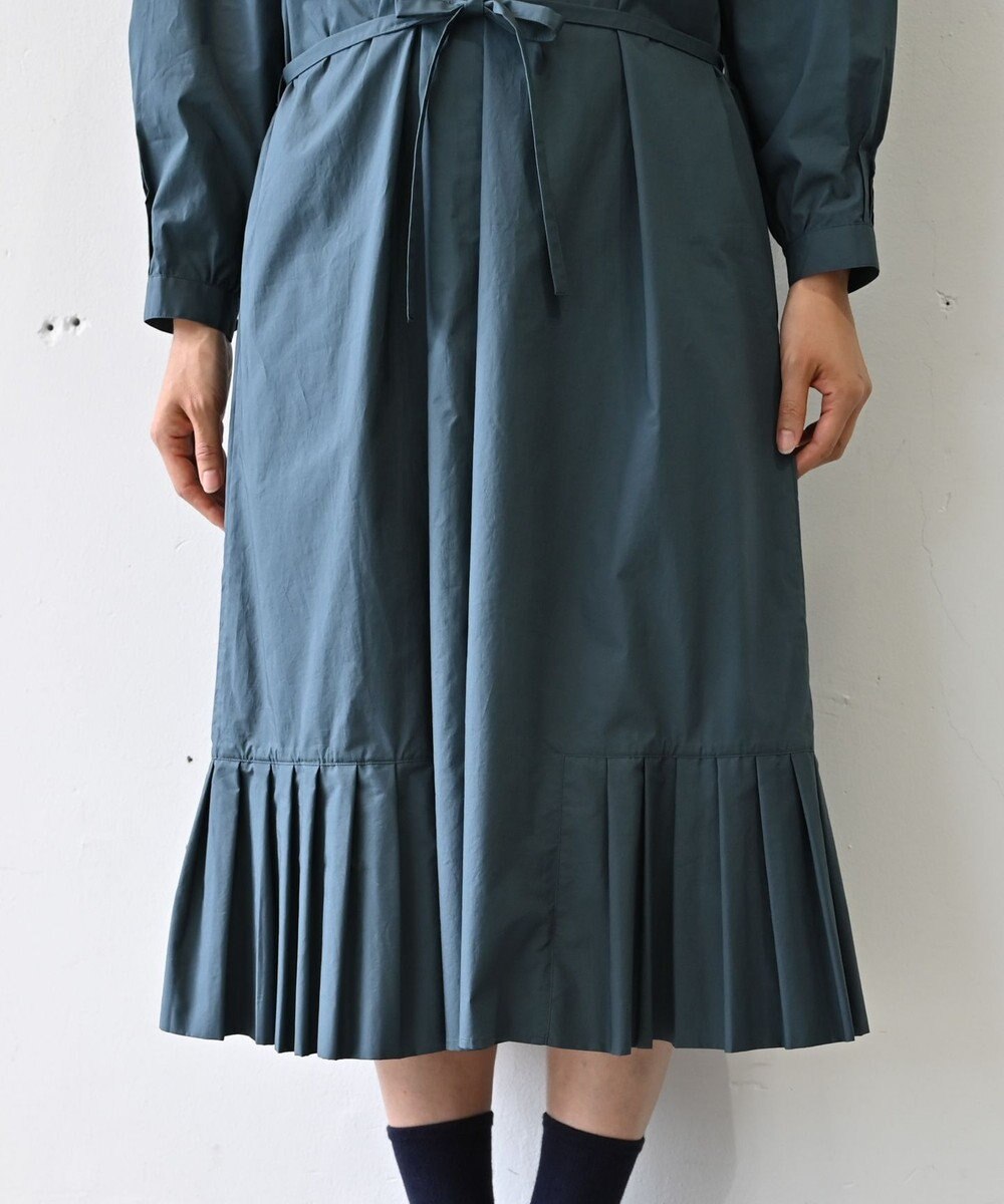 muuc 〈オーガニックコットン〉〈コットンブロード生地〉〈カラーにより異なる生地〉〈通年着られる〉コットン裾プリ ーツ 前開き ワンピース 