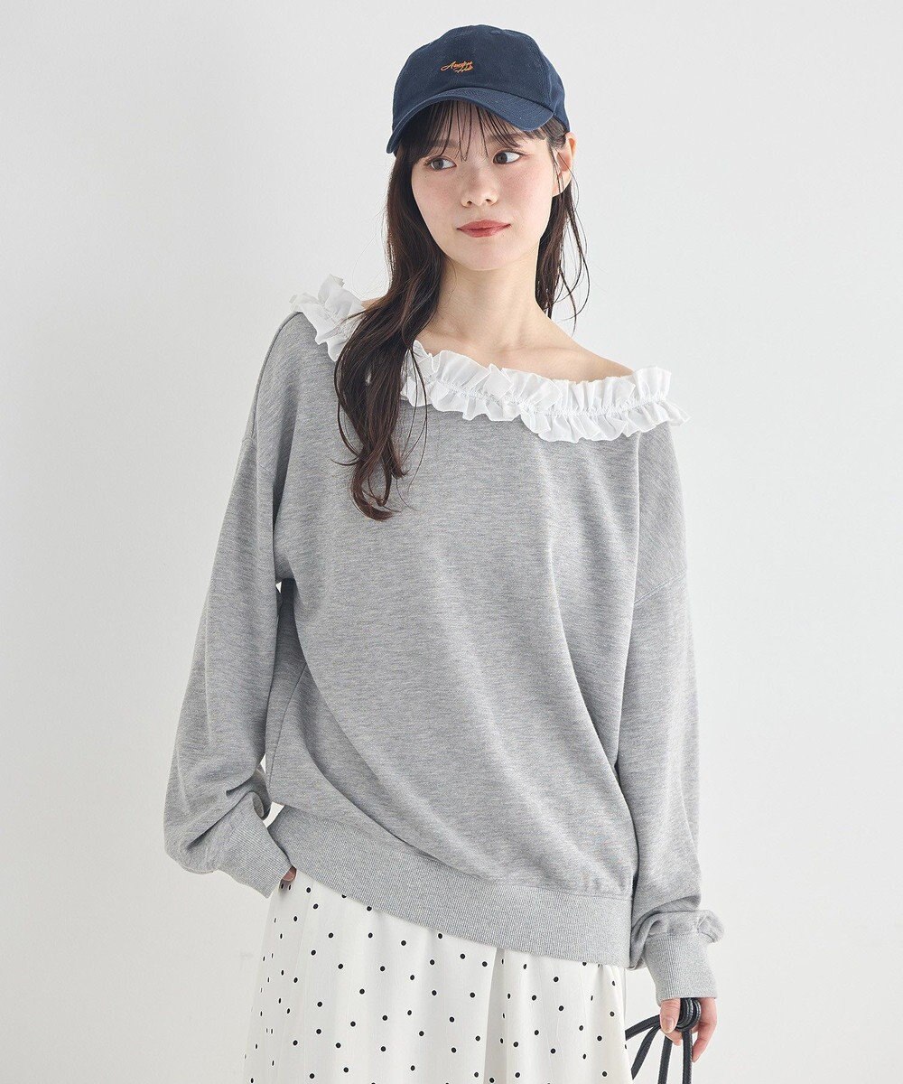 earth music&ecology フリルオフショルウラケスウェット 