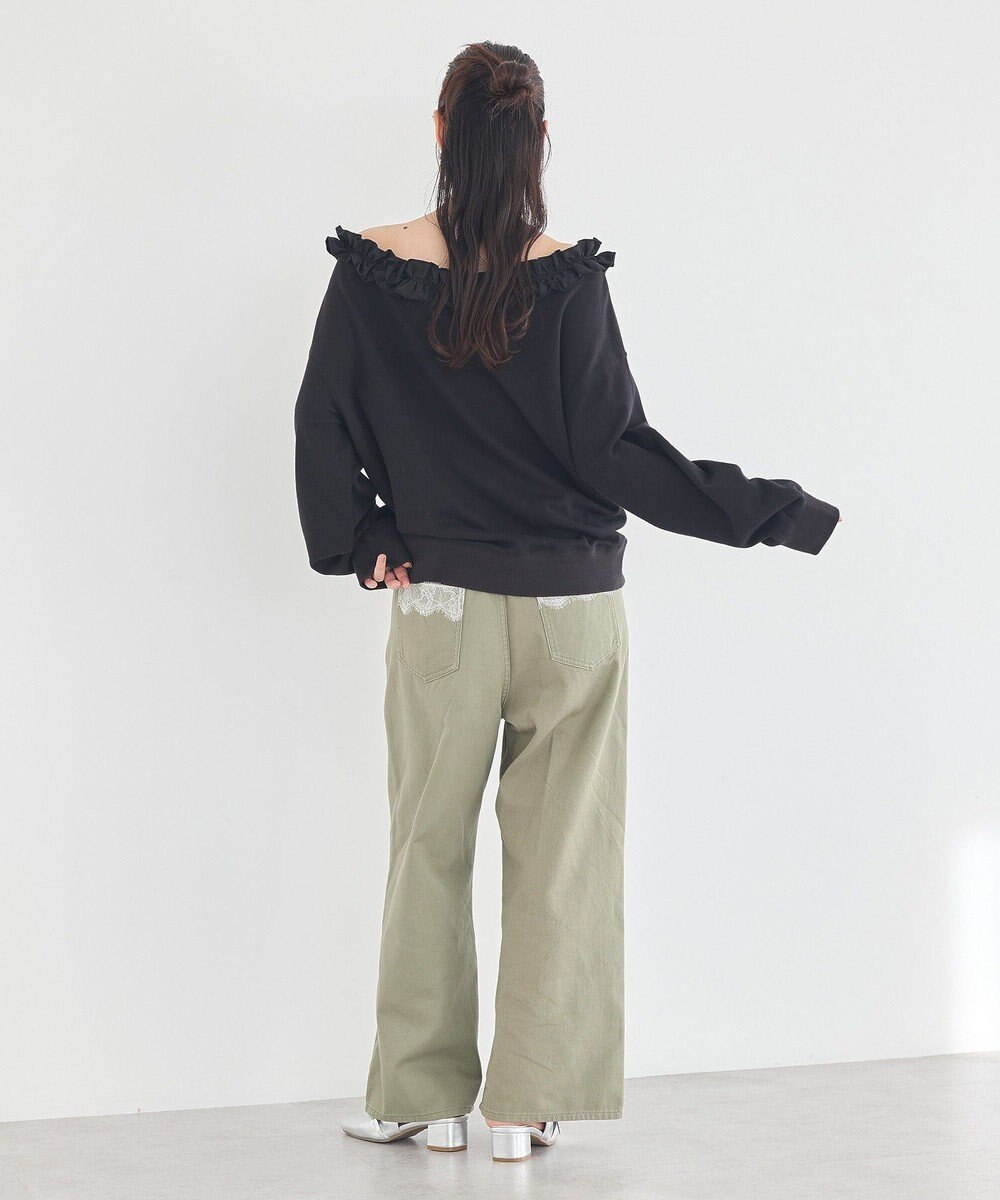 earth music&ecology フリルオフショルウラケスウェット 