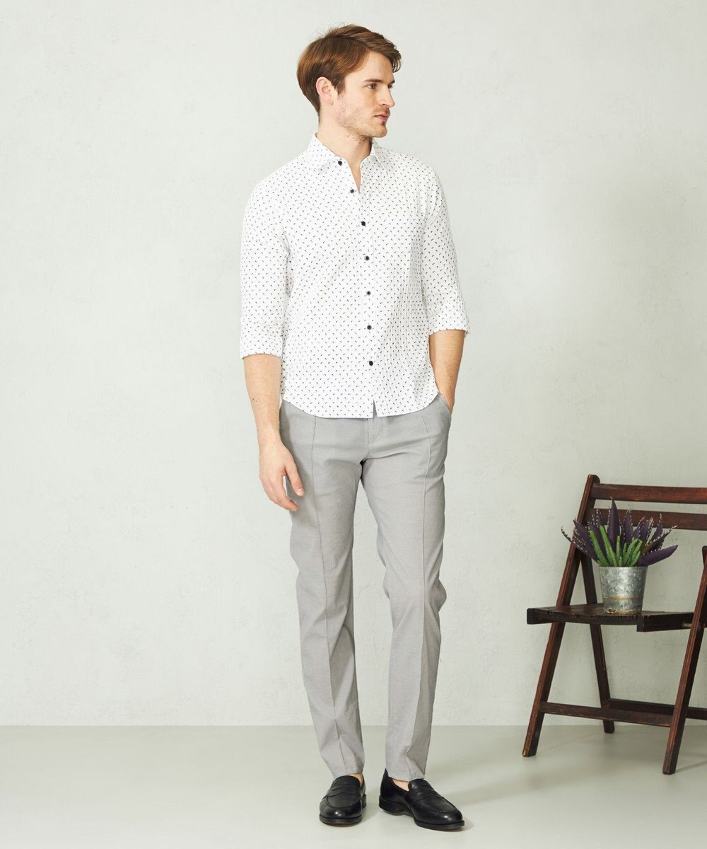 JOSEPH ABBOUD 【UVカット】オーガニックコットンプリッセ 七分袖シャツ 