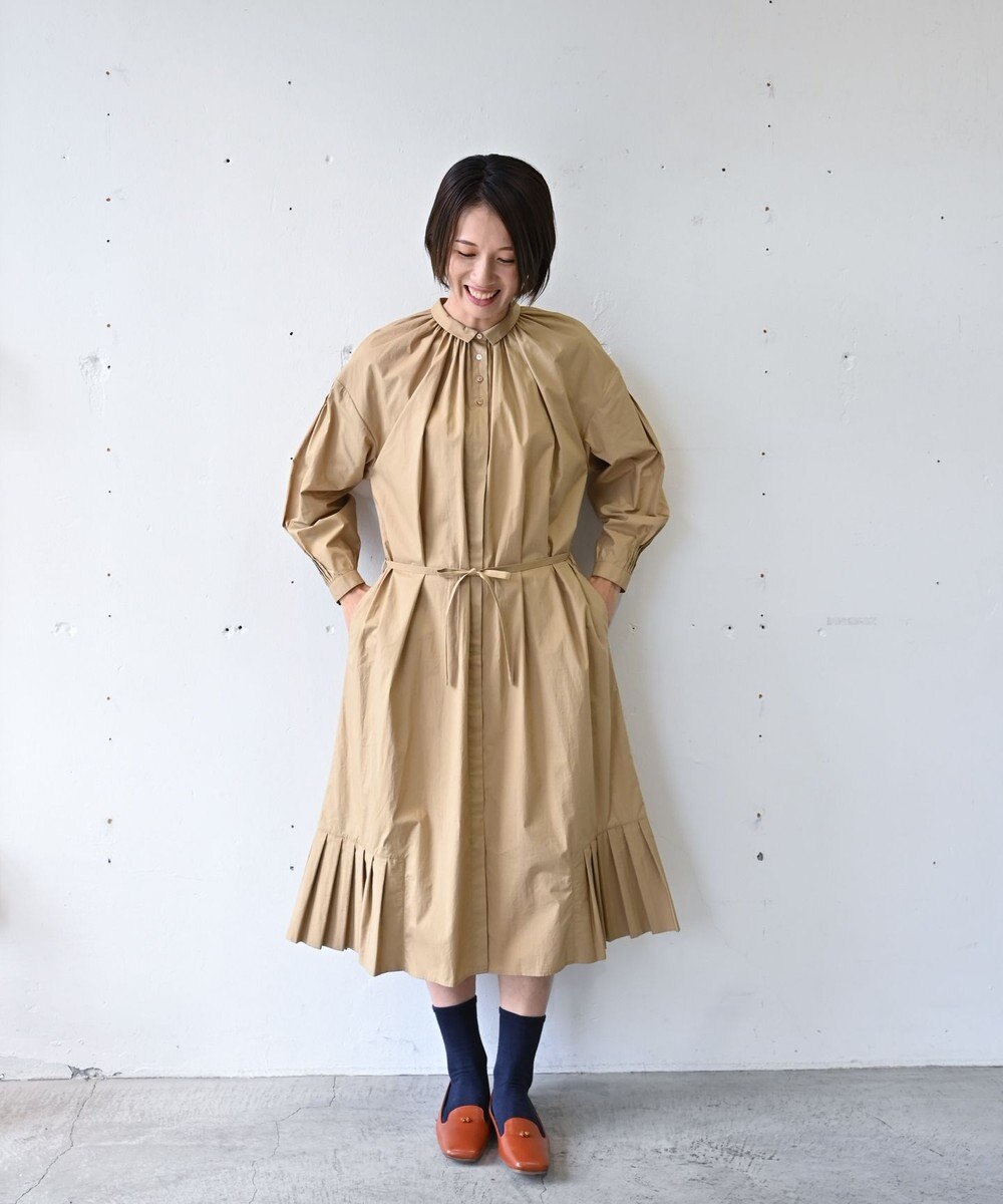 muuc 〈オーガニックコットン〉〈コットンブロード生地〉〈カラーにより異なる生地〉〈通年着られる〉コットン裾プリ ーツ 前開き ワンピース 