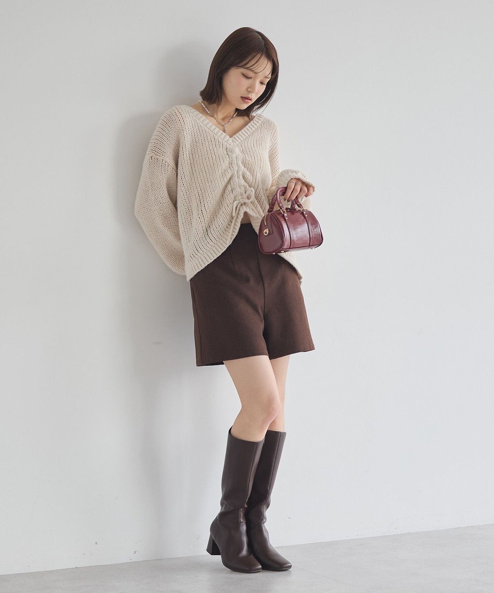 earth music&ecology フロントシャーリングニットプルオーバー 