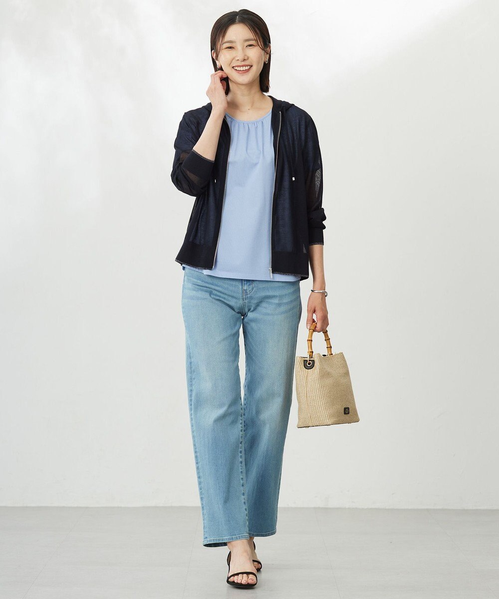 J.PRESS LADIES S 【WEB限定カラーあり・洗える】ストライプジャージー フレンチスリーブ カットソー 