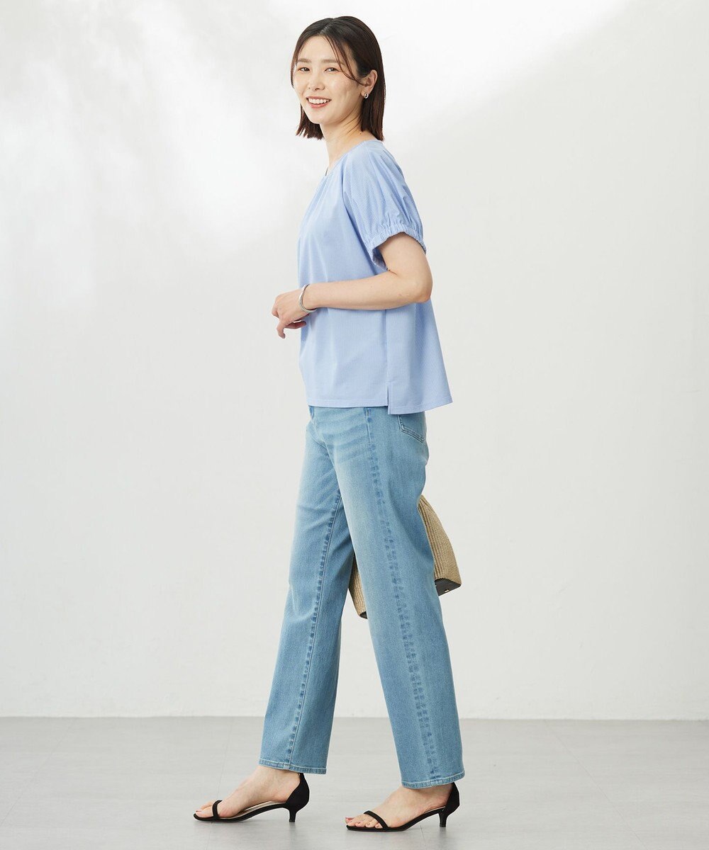 J.PRESS LADIES L 【WEB限定カラーあり・洗える】ストライプジャージー フレンチスリーブ カットソー 