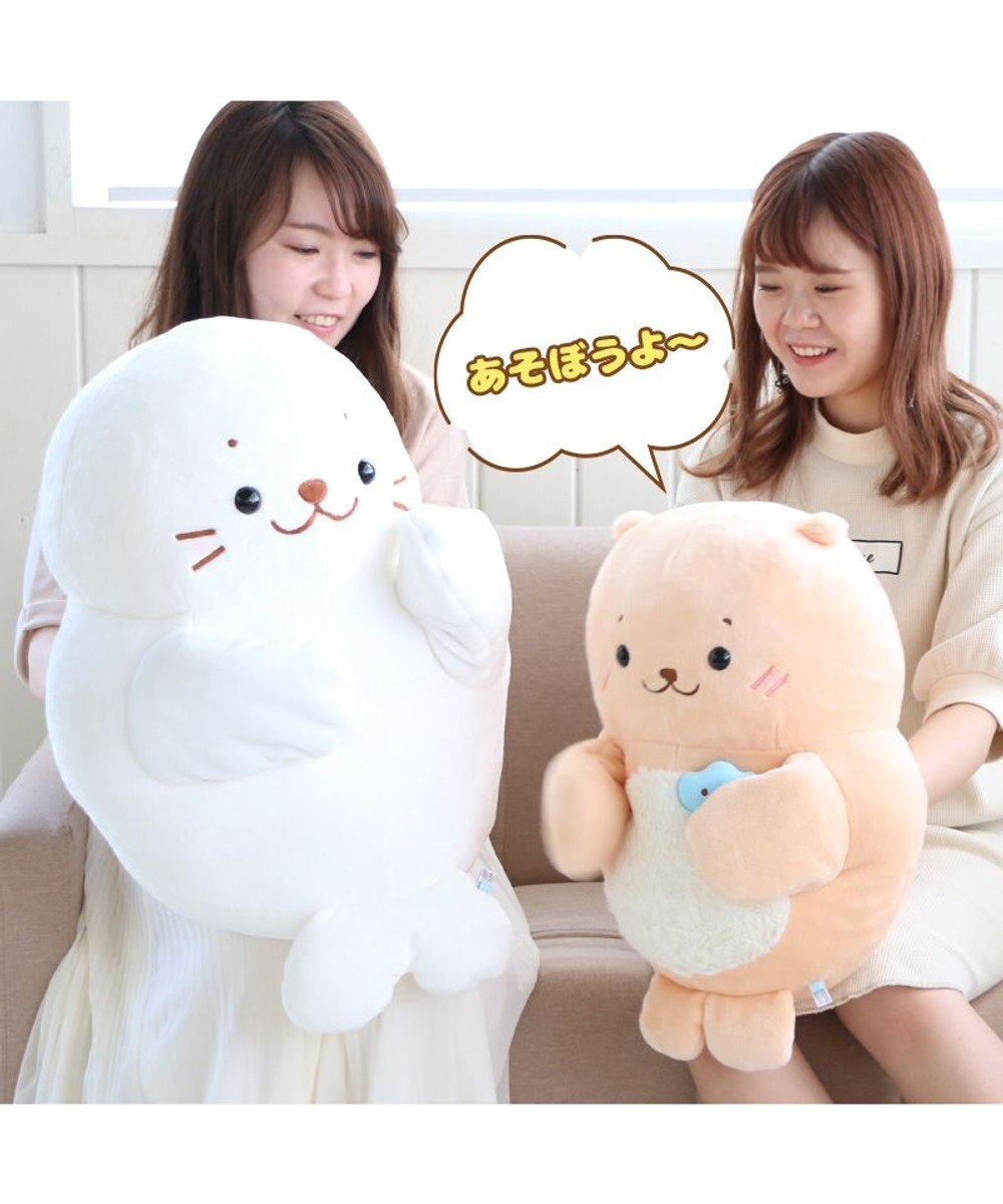 しろたん らっこいぬ パペぐるみ 44cm 両手用 パペット, ベージュ, -