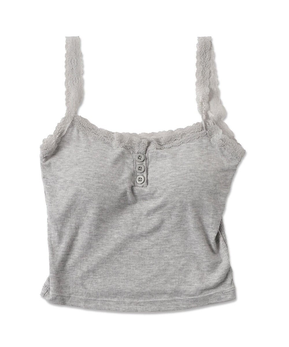 WEGO 【カップ付きインナー】パット付きフロントボタンレースキャミ 