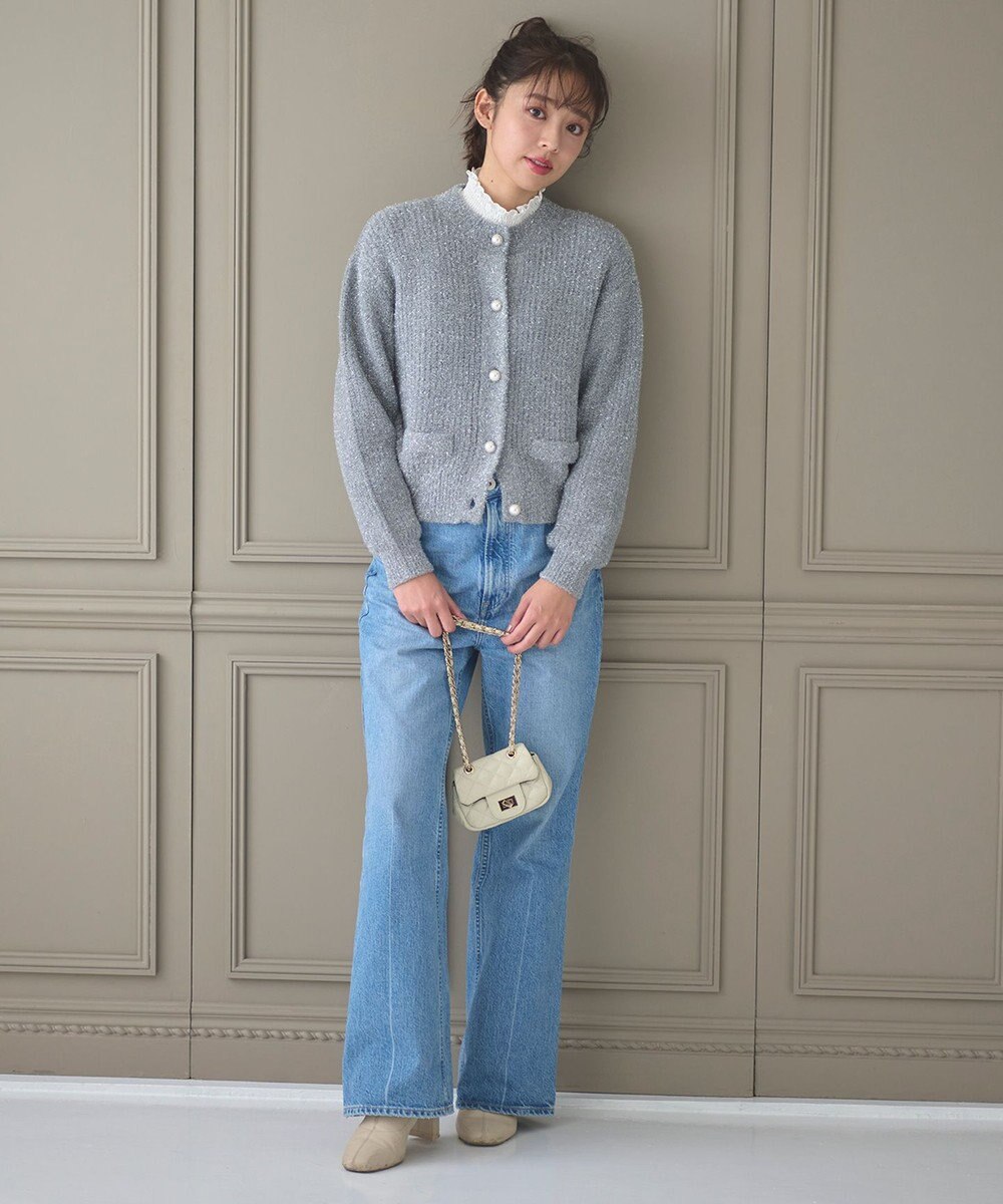 Feroux 【洗える】スタンドネックギャザー ブラウス 