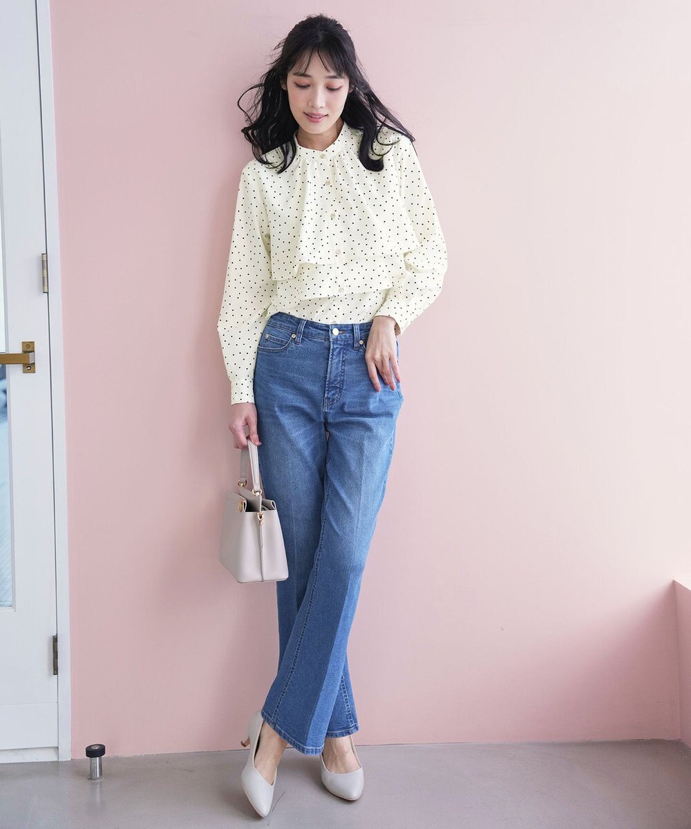 ANY SIS センタープレスセミフレア デニム 