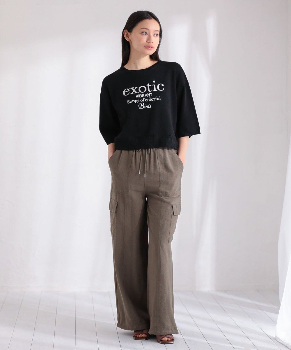 Green Parks ・ＥＬＥＮＣＡＲＥ　ＤＵＥ　ロゴ刺繍６分袖ニット 