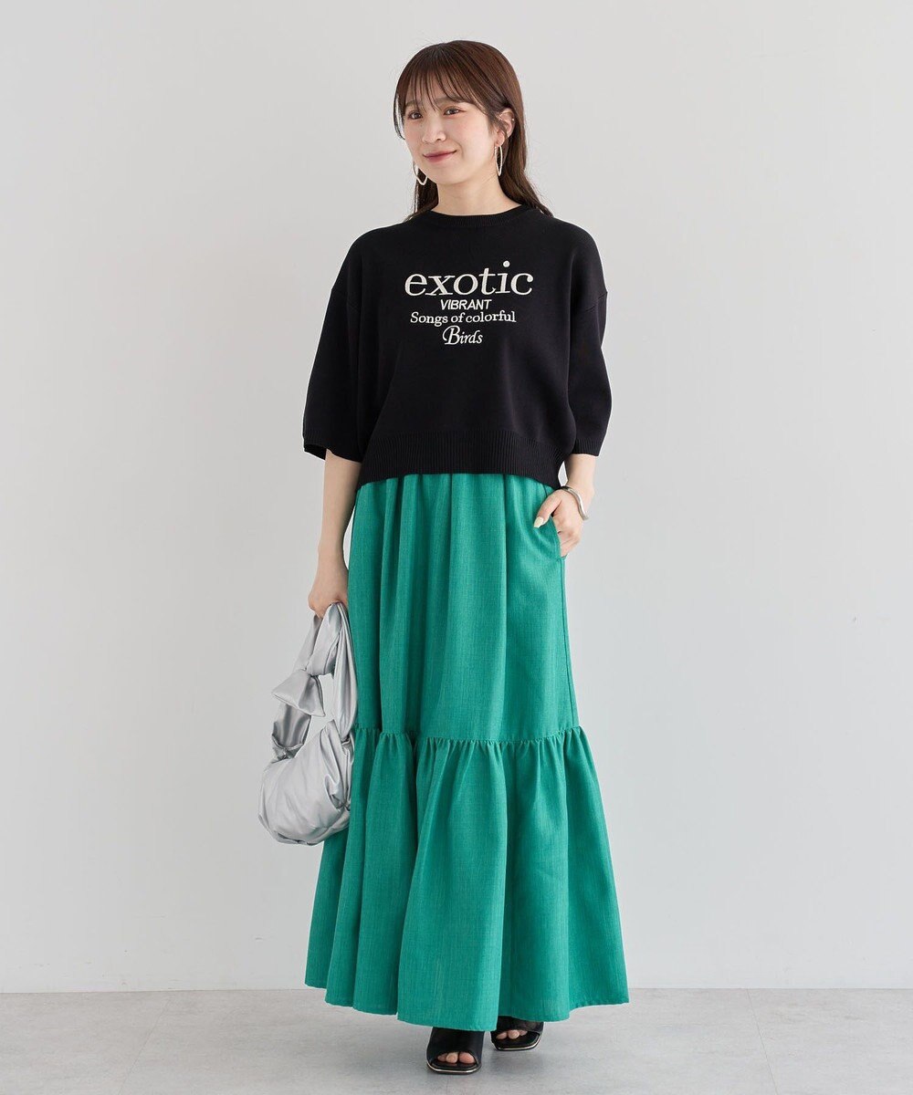 Green Parks ・ＥＬＥＮＣＡＲＥ　ＤＵＥ　ロゴ刺繍６分袖ニット 