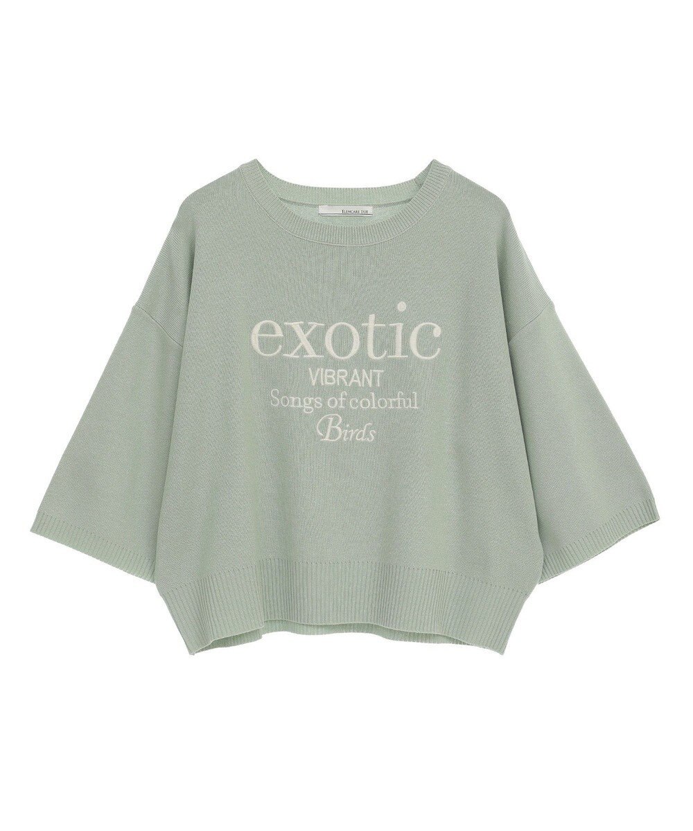 Green Parks ・ＥＬＥＮＣＡＲＥ　ＤＵＥ　ロゴ刺繍６分袖ニット 