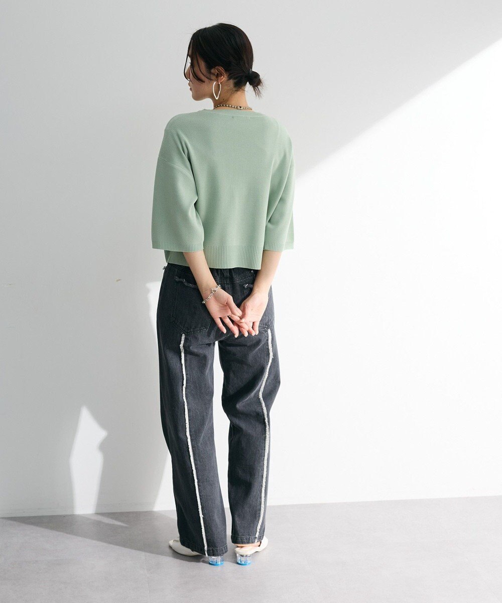 Green Parks ・ＥＬＥＮＣＡＲＥ　ＤＵＥ　ロゴ刺繍６分袖ニット 