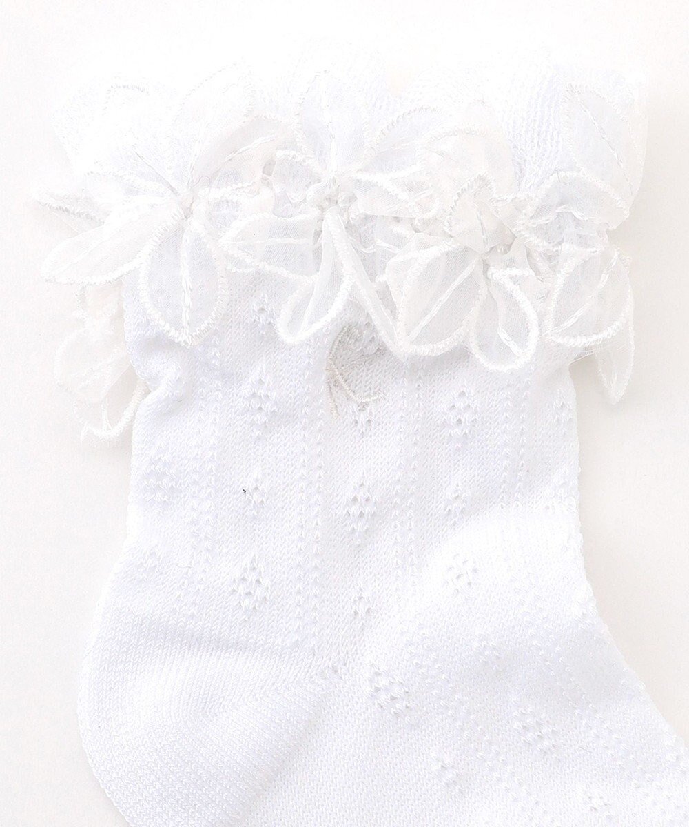 組曲 KIDS 【13-24cm】レース付シルケット ショートソックス 