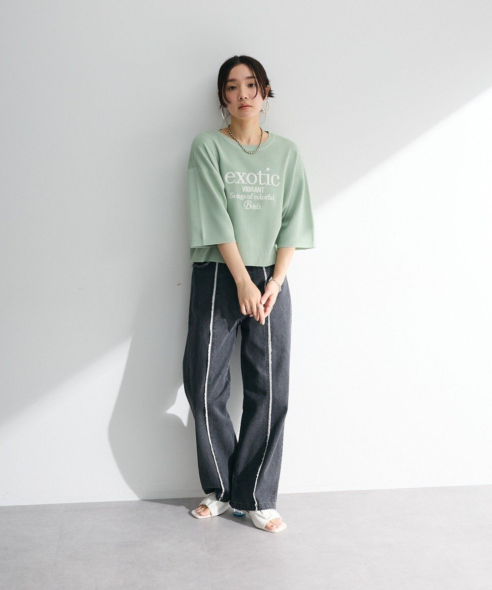 Green Parks ・ＥＬＥＮＣＡＲＥ　ＤＵＥ　ロゴ刺繍６分袖ニット 