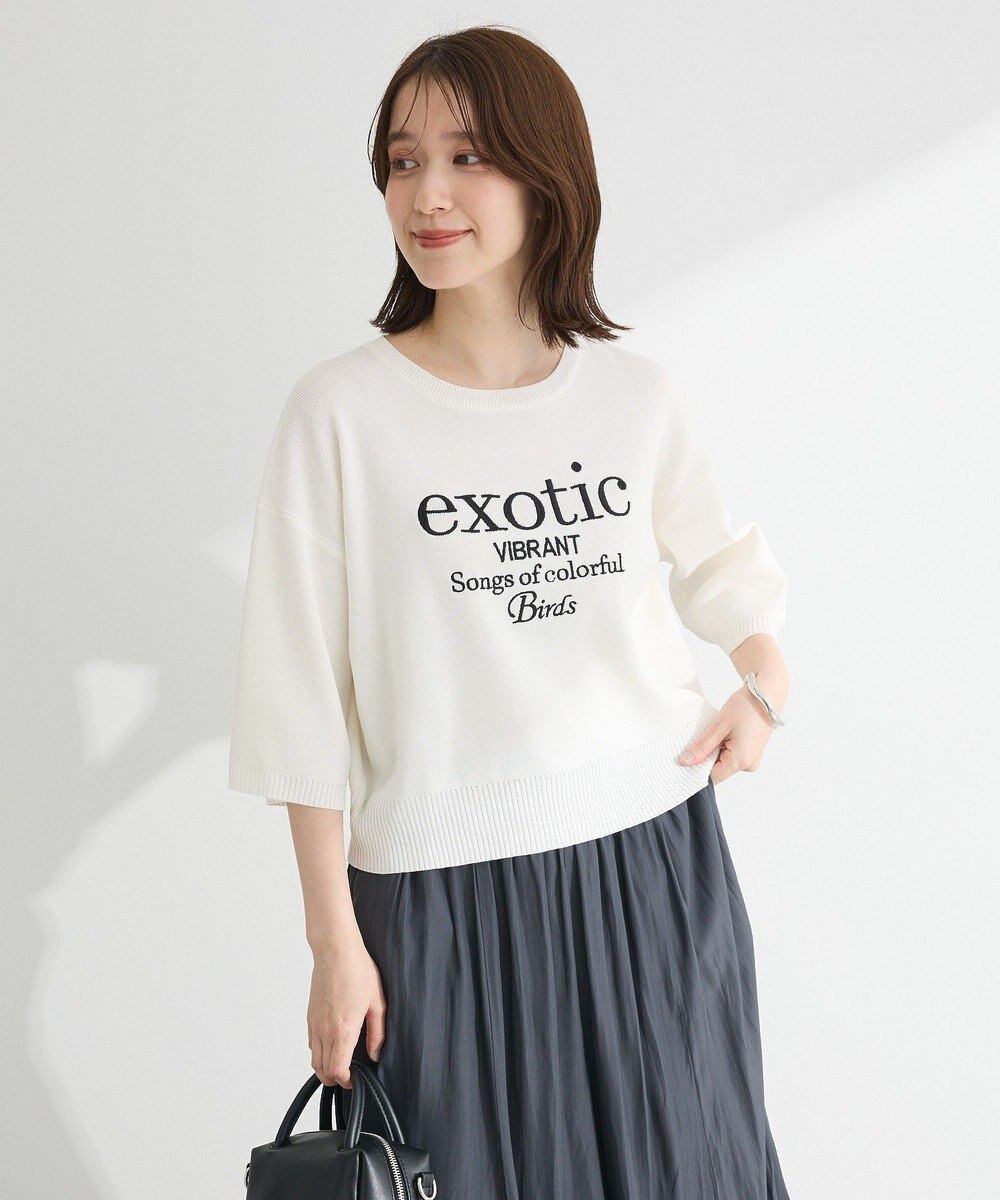 Green Parks ・ＥＬＥＮＣＡＲＥ　ＤＵＥ　ロゴ刺繍６分袖ニット 