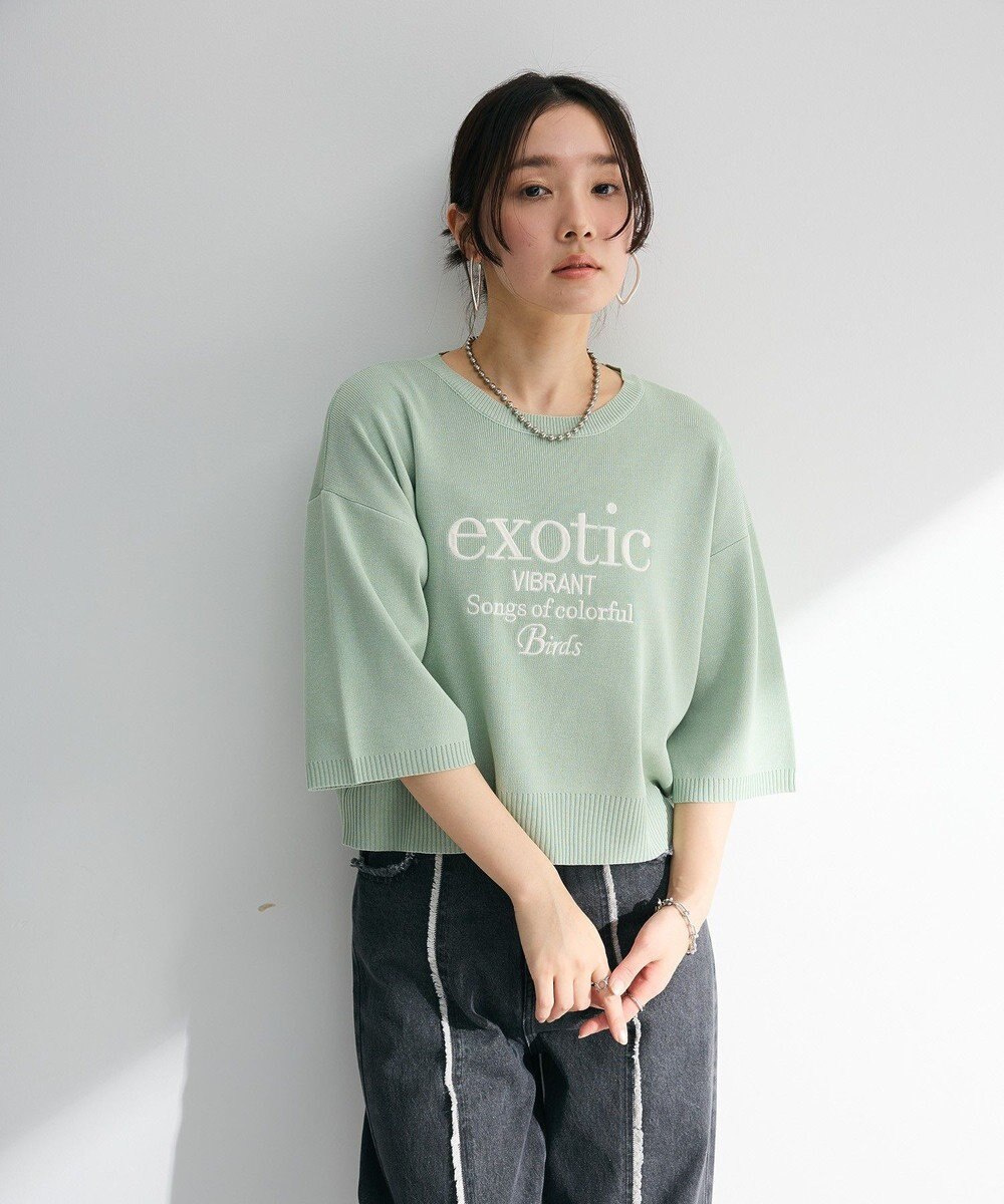 Green Parks ・ＥＬＥＮＣＡＲＥ　ＤＵＥ　ロゴ刺繍６分袖ニット 