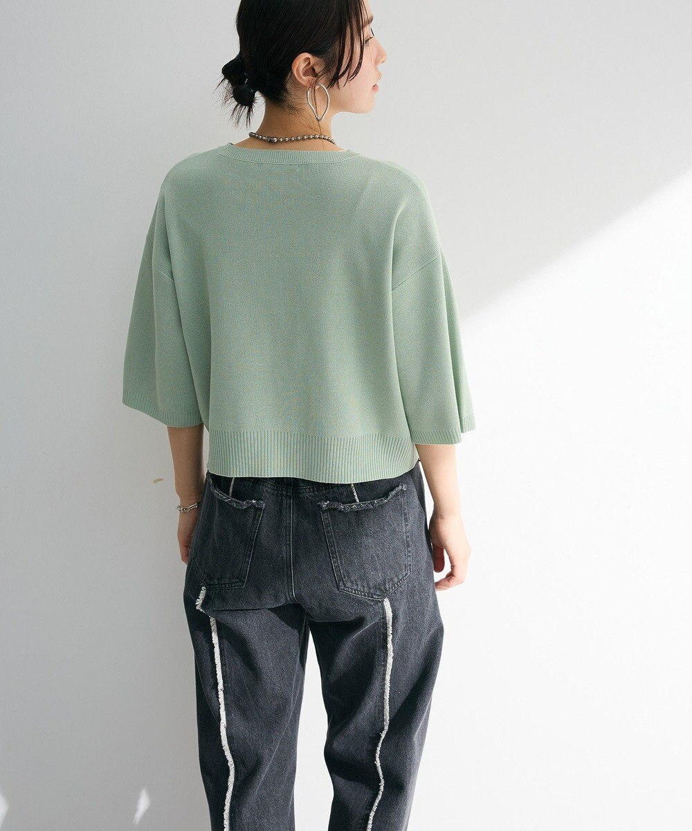 Green Parks ・ＥＬＥＮＣＡＲＥ　ＤＵＥ　ロゴ刺繍６分袖ニット 