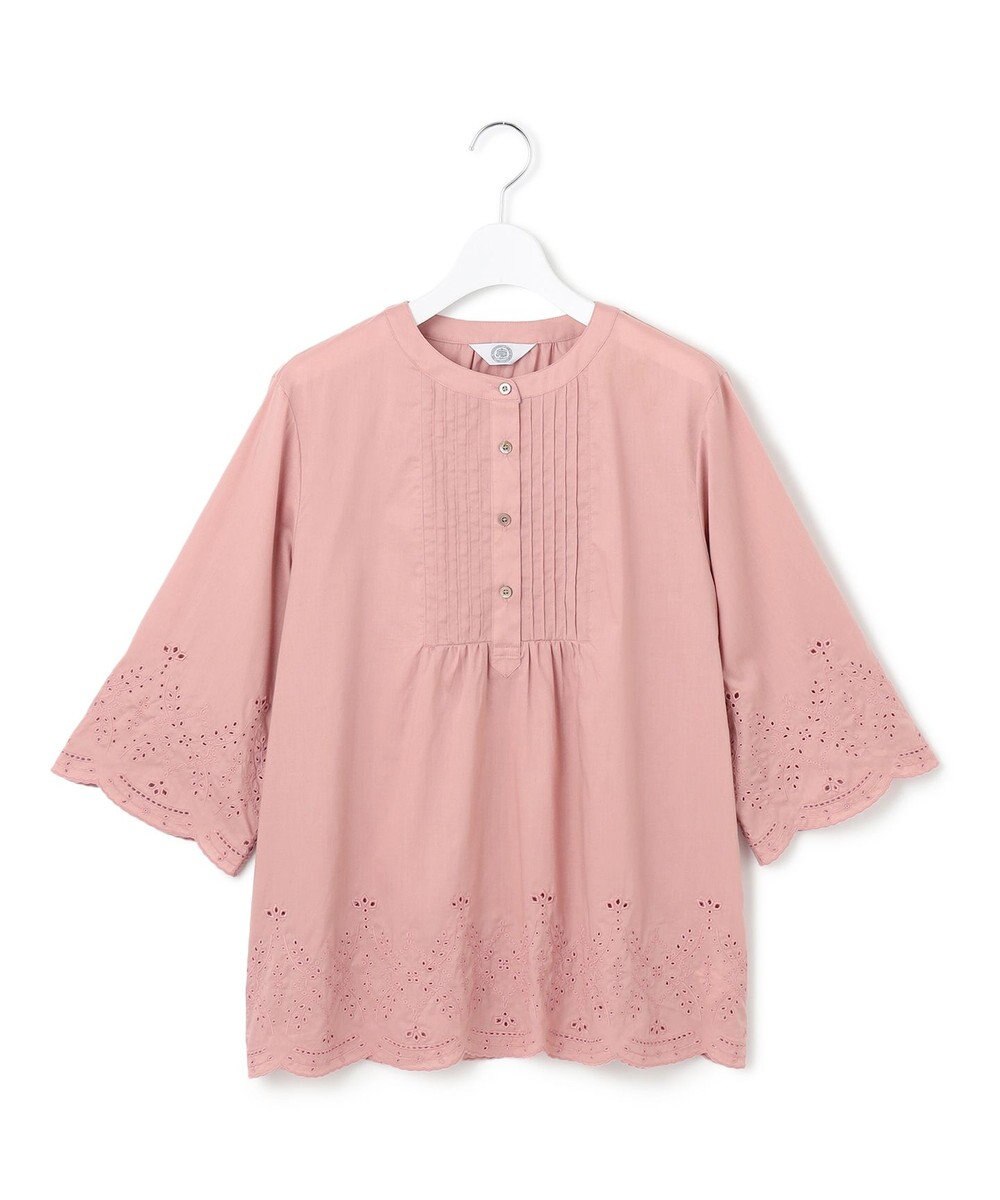 J.PRESS LADIES 【洗える】セルロースライト刺繍 ピンタック ブラウス 