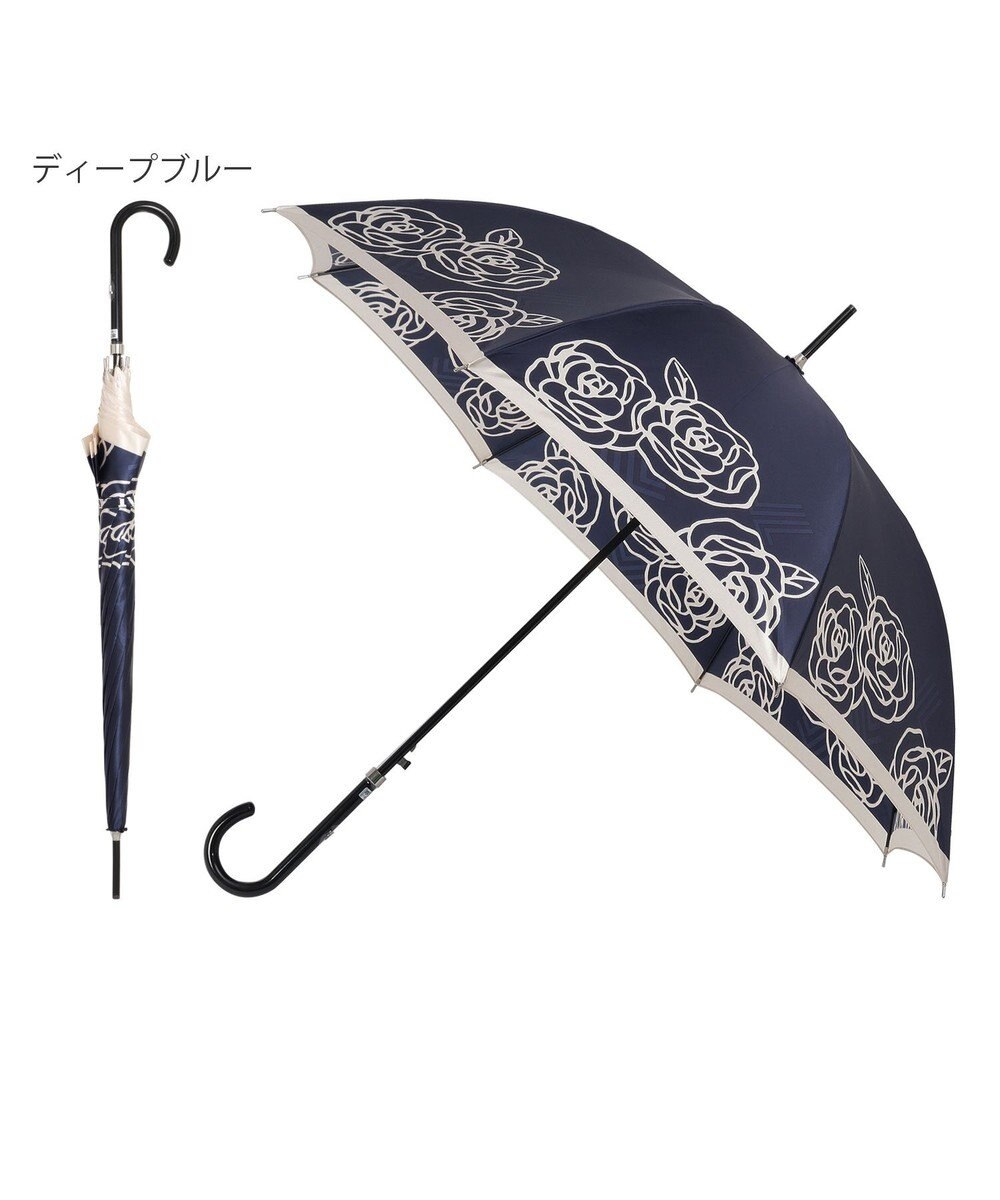 MOONBAT LANVIN COLLECTION 長傘 ローズ サテンプリント ジャンプ 耐風 