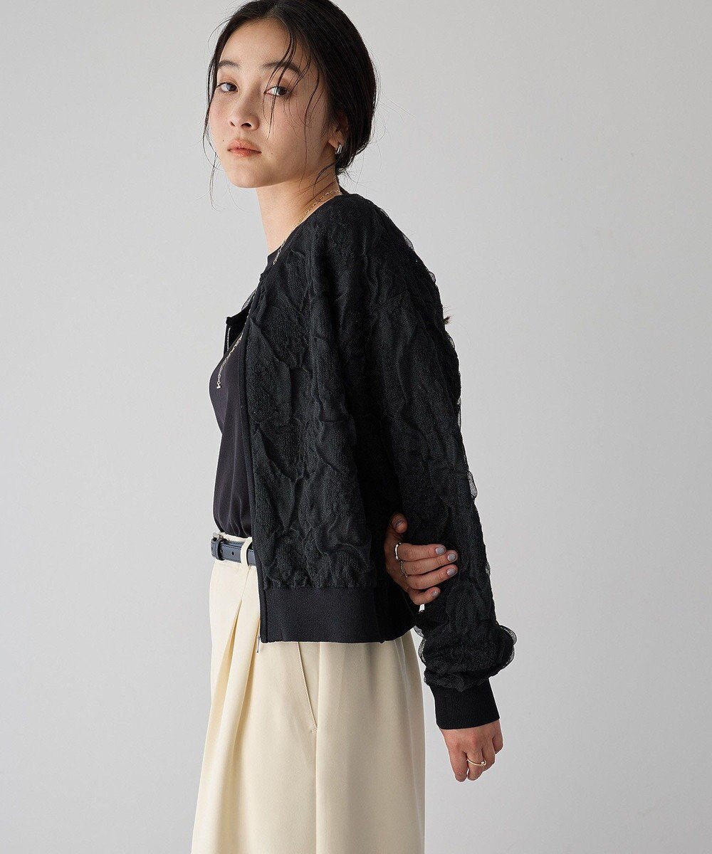 YECCA VECCA フクレジャガードニットブルゾン 