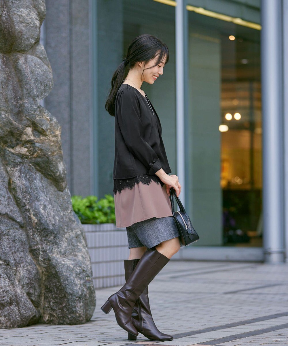 Tiaclasse 【洗える】レースコンビチュニックブラウス 