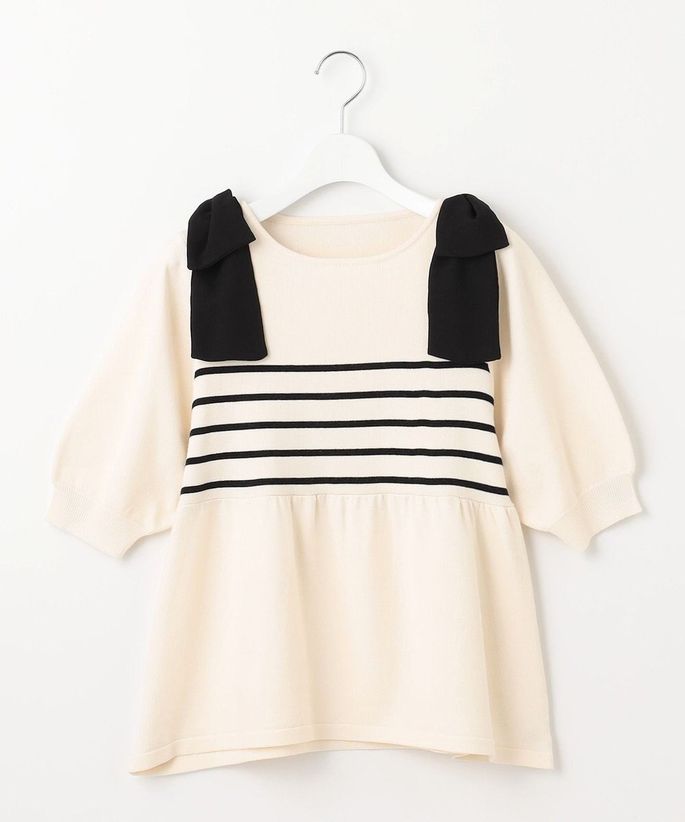 Feroux 肩リボン ペプラムニット 