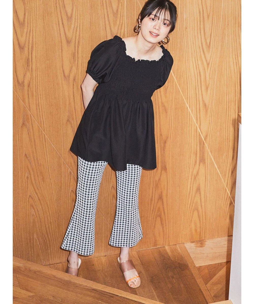 earth music&ecology チェックフレアイージーパンツ 