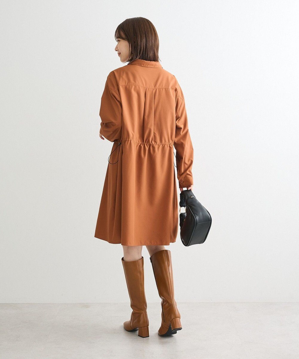 Green Parks ミディ丈ドロストシャツワンピース 