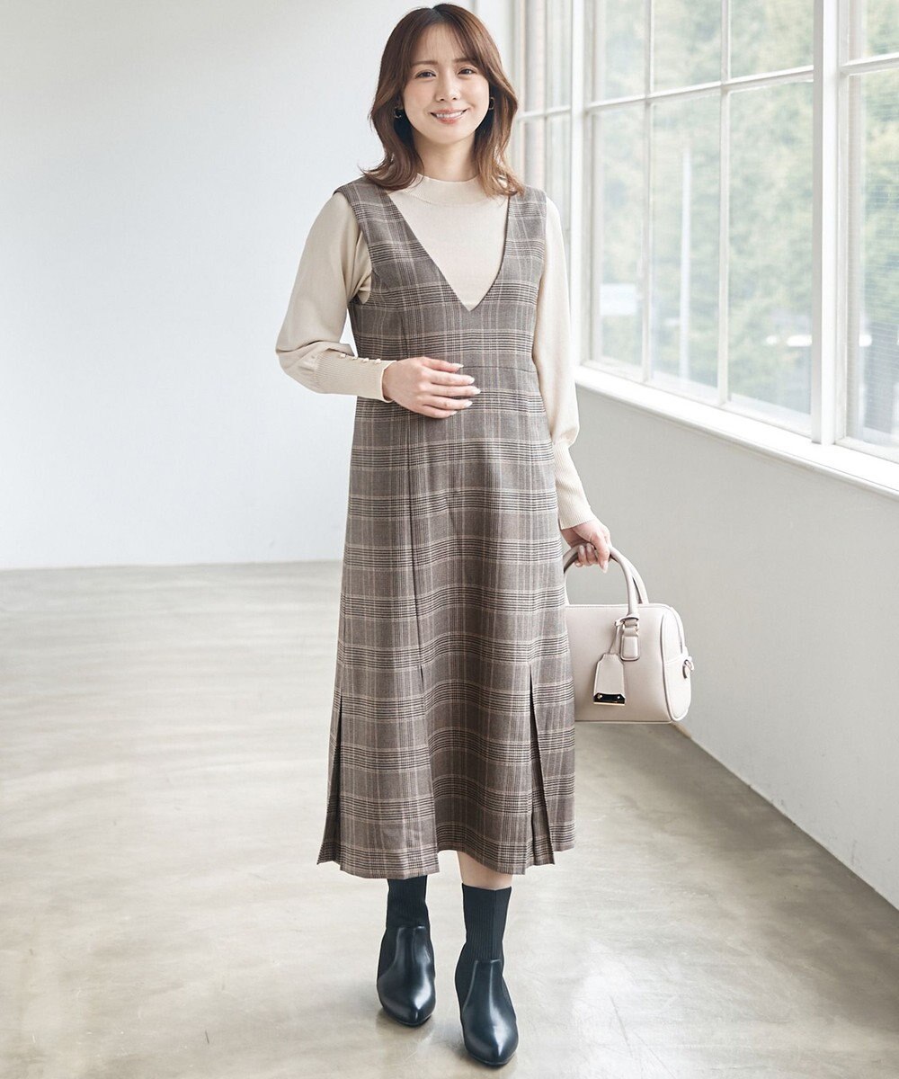 美品☆エスエッセンシャルズ カシミヤ混 ジレワンピース ジャンパー 