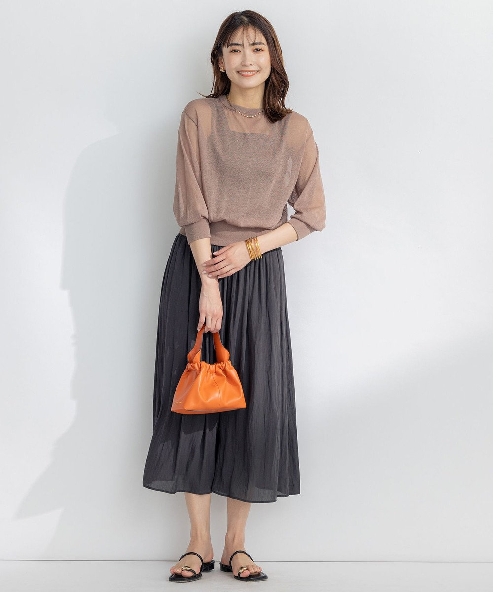 組曲 S 【ウエストゴム・WEB限定】シアープリーツライクシフォン パンツ 