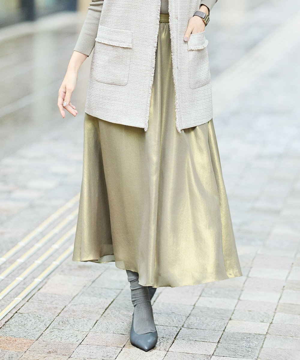 自由区 L 【カタログ掲載】シャイニーギャザー スカート 