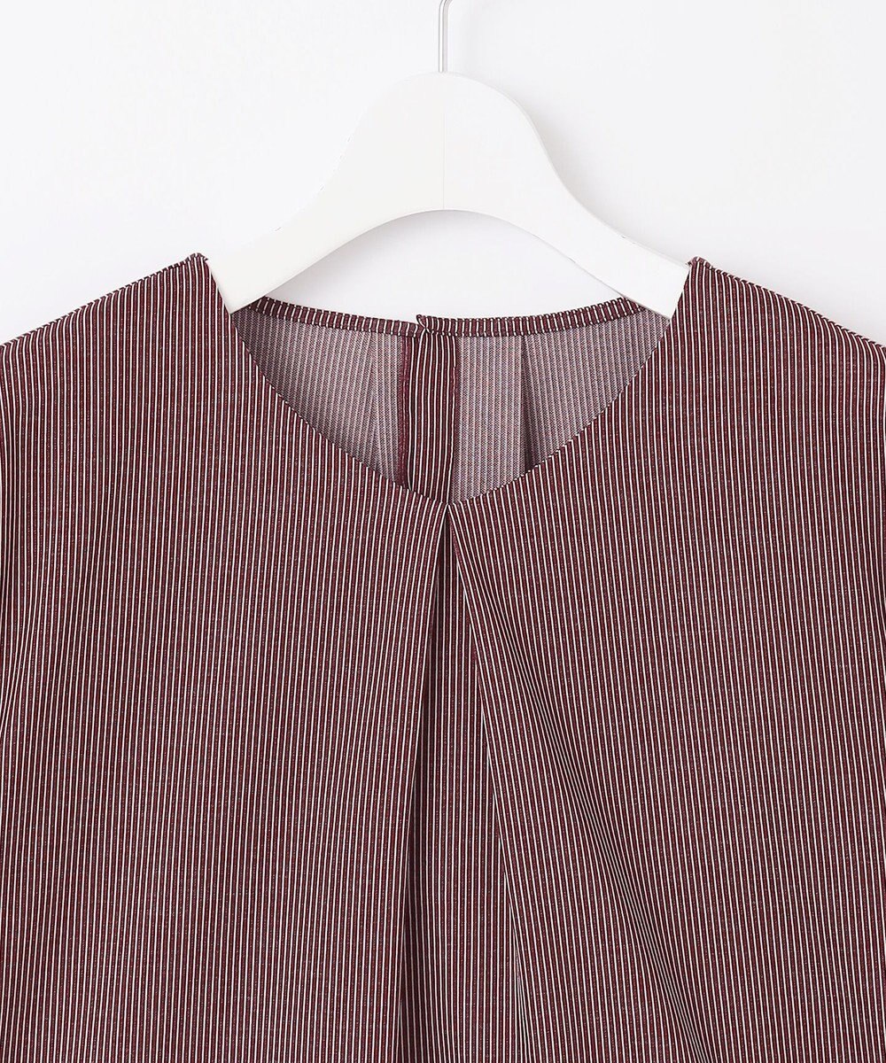 J.PRESS LADIES ストライプジャカード Vネック カットソー 