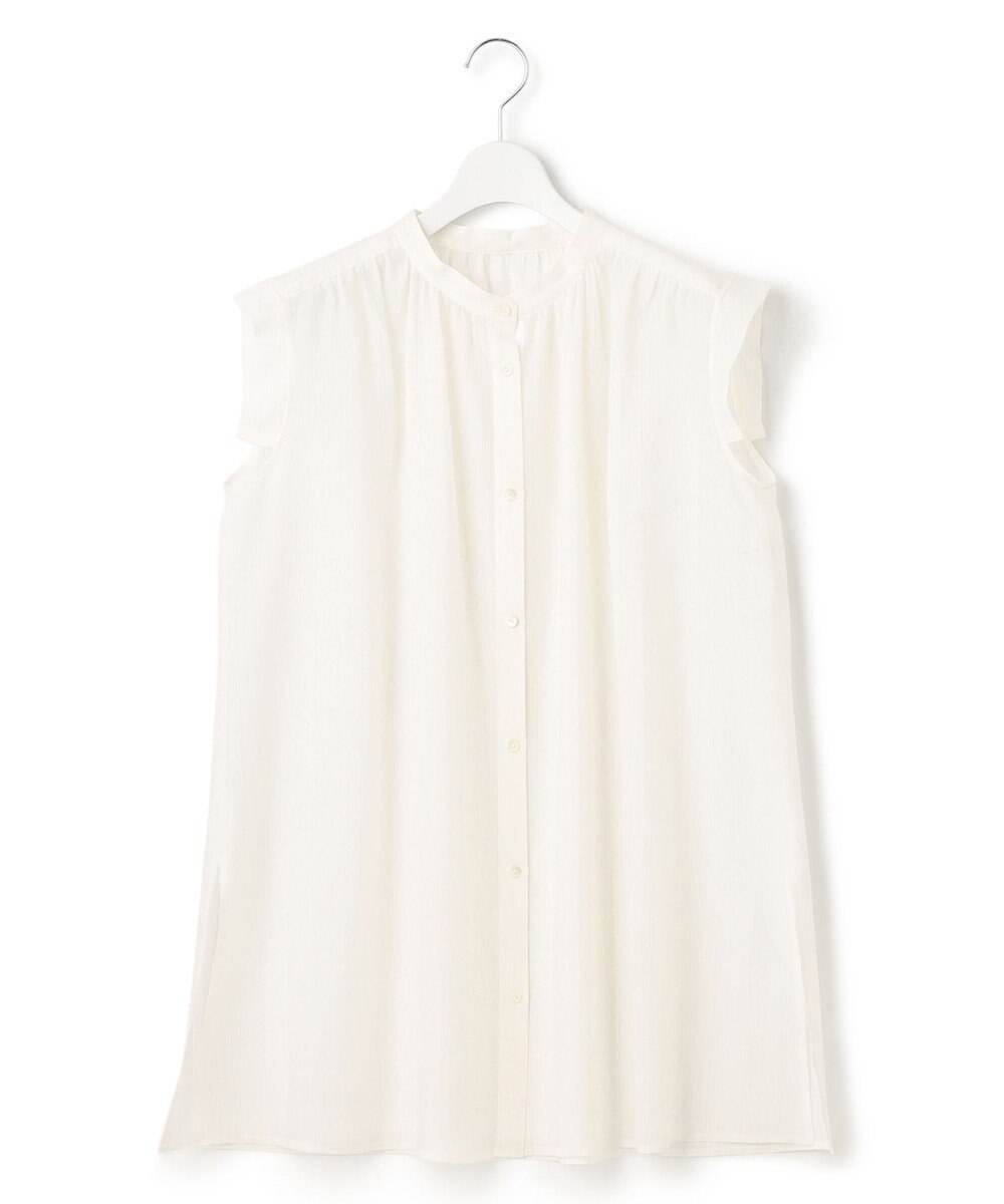 23区 【洗える】シアーストライプ ノースリーブ ブラウス 