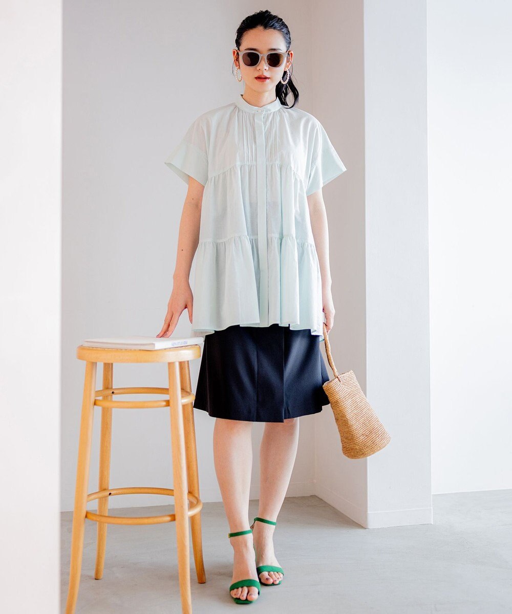 組曲 【ベルト付】リネン混オックスストレッチ キュロットパンツ 