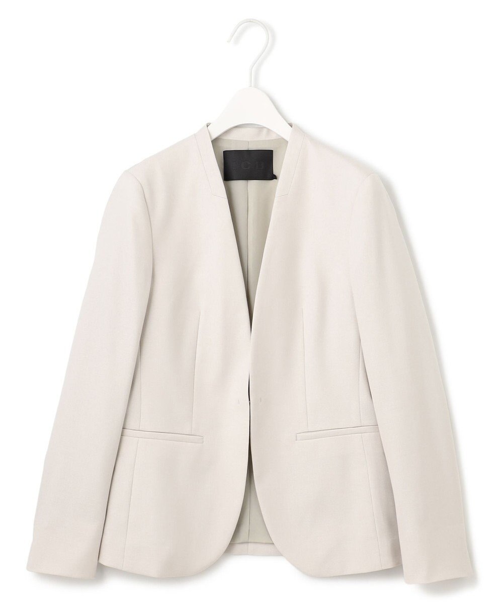 ICB 【洗える】プロヴィスウールツイル ノーカラージャケット 