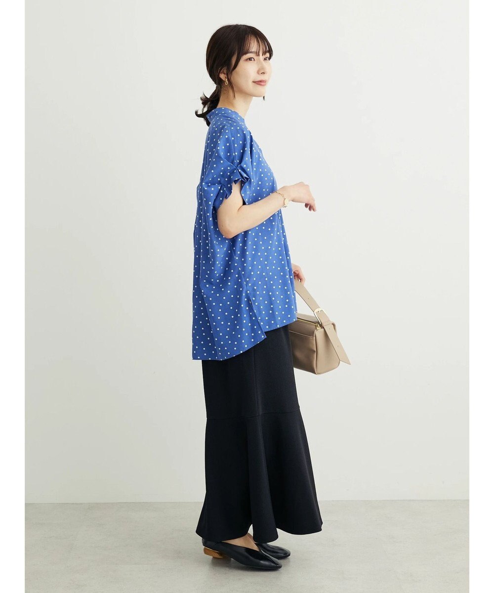 Green Parks ドット柄タックスリーブブラウス 