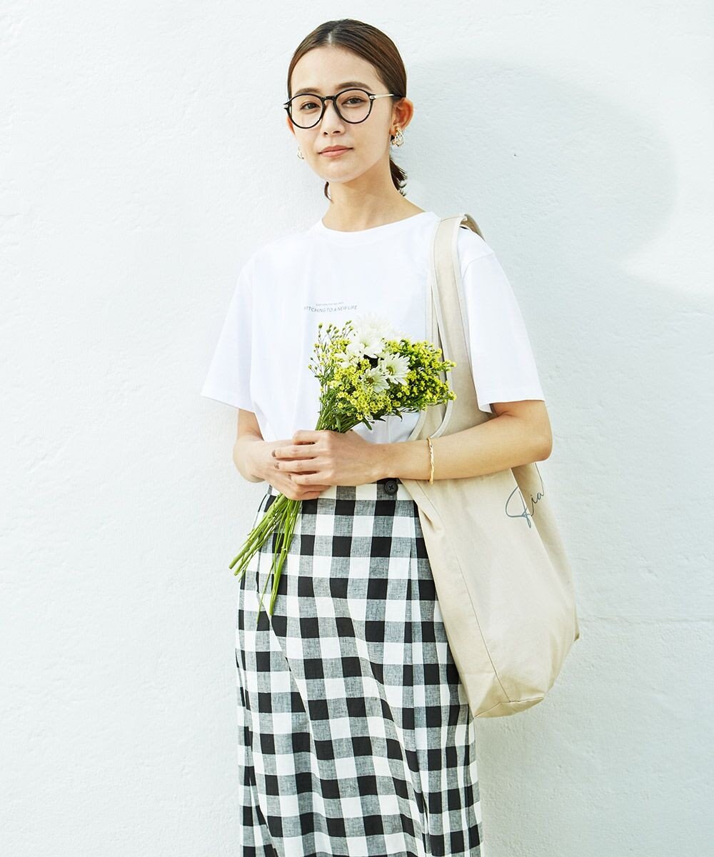 J.PRESS LADIES 【洗える】BEZコットンリネンブロックギンガム スカート 