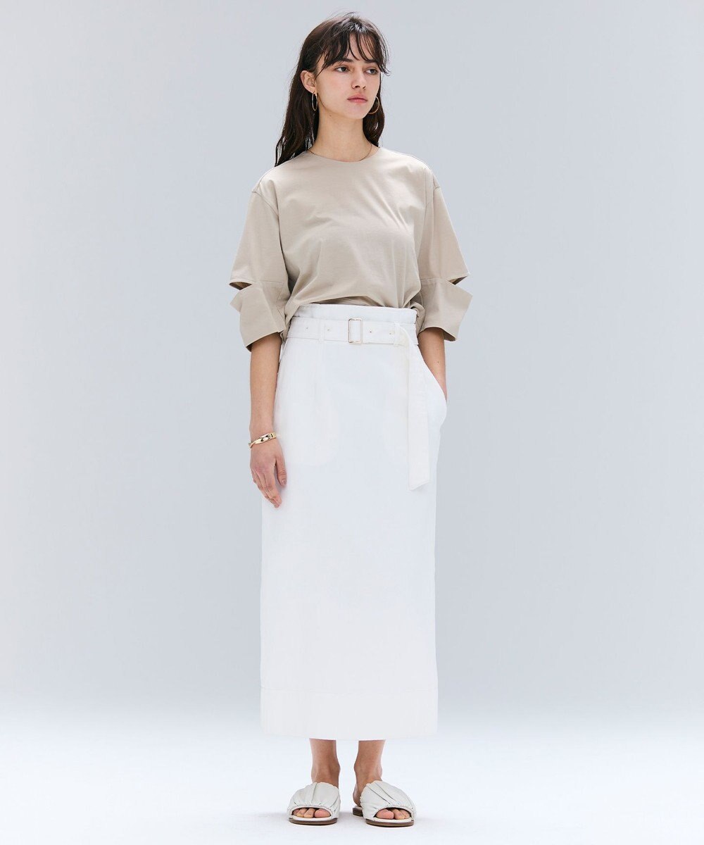 BEIGE， 【洗える】DUOMO / コットンスリットスリーブトップス 