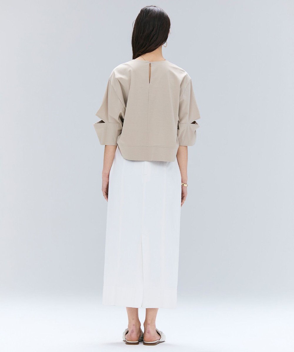 BEIGE， 【洗える】DUOMO / コットンスリットスリーブトップス 