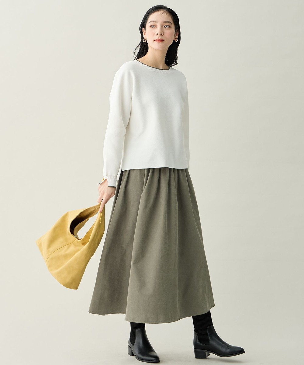 ANY L 【2SET】バイカラーニット×スエードスカートセット 