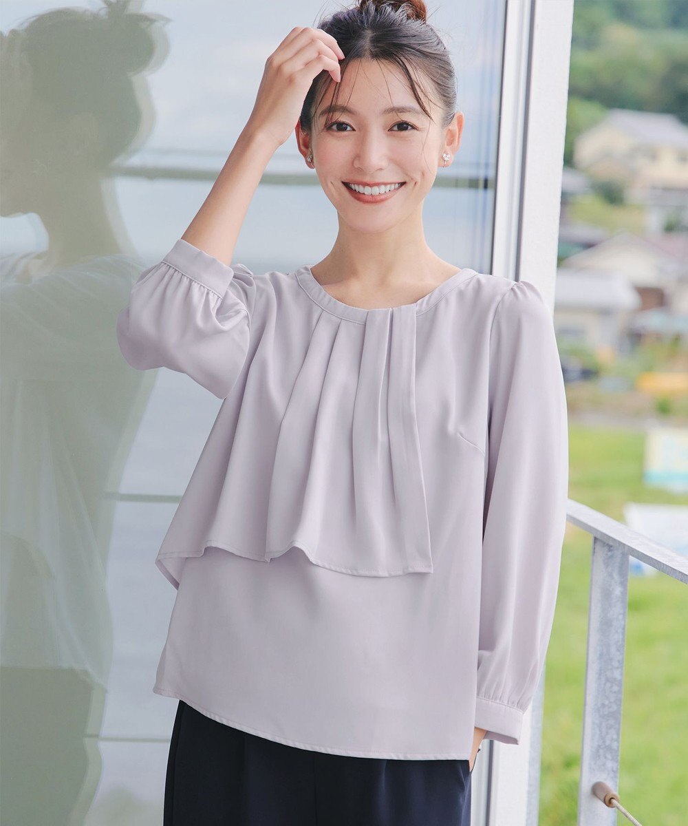 Tiaclasse 【洗える】アシンメトリードレープブラウス 