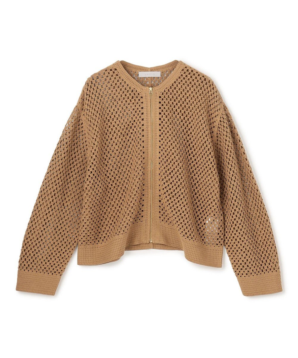 UNFILO L クロシェレースニット ZIPカーディガン 