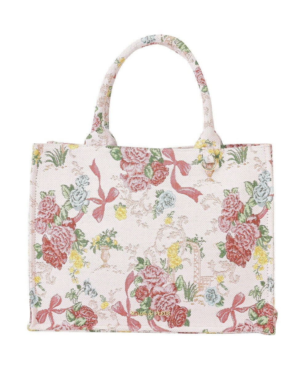 Maison de FLEUR フラワーガーデン柄ゴブランスクエアトートバッグ 