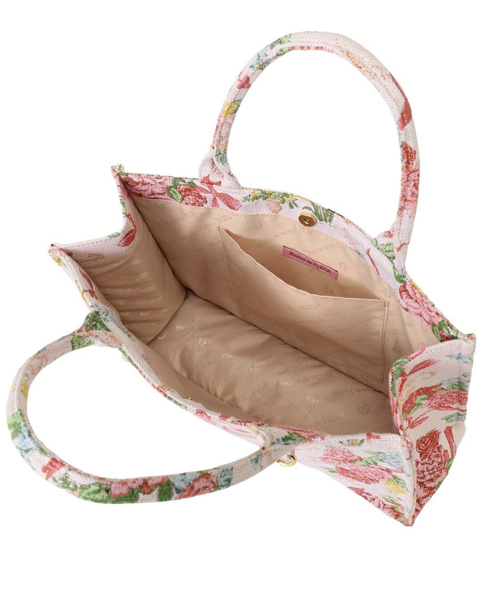 Maison de FLEUR フラワーガーデン柄ゴブランスクエアトートバッグ 